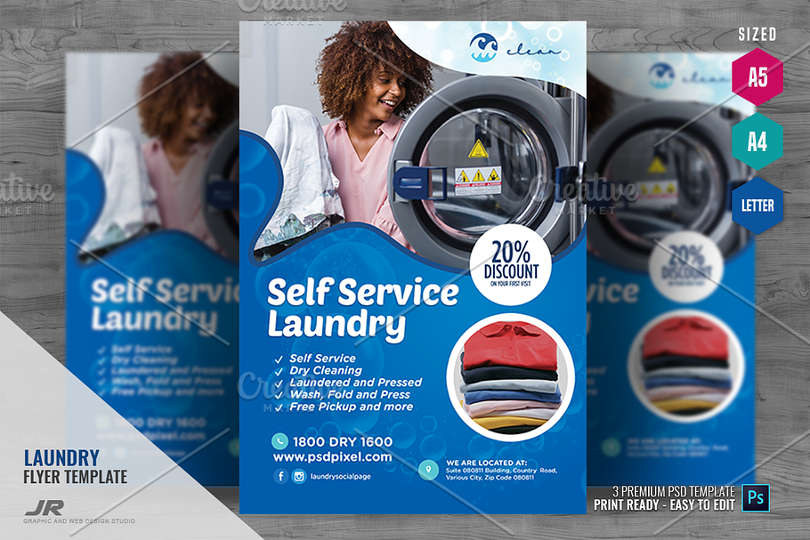 Self Service Laundry Flyer in Flyer Templates - product preview 8
