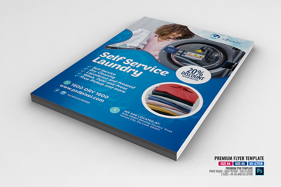 Self Service Laundry Flyer in Flyer Templates - product preview 2