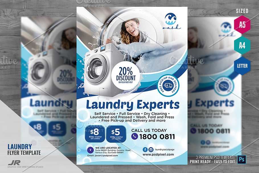 Total Care Laundry Flyer in Flyer Templates - product preview 8