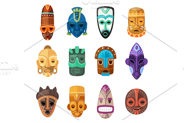 Tribal mask vector cartoon african