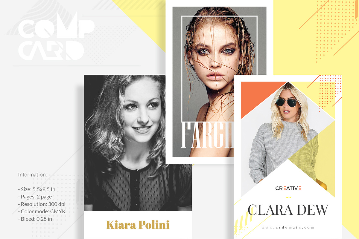 3 Model Comp Card Template Bundle in Card Templates - product preview 8