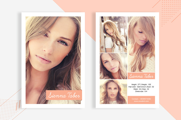 3 Professional Model Comp Card in Card Templates - product preview 1