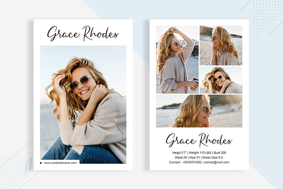 3 Professional Model Comp Card in Card Templates - product preview 2