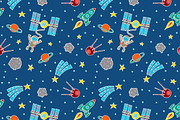 Seamless Space Doodle Pattern