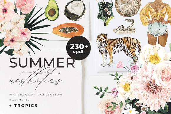 SUMMER AESTHETICS clipart + tropical in Illustrations - product preview 8