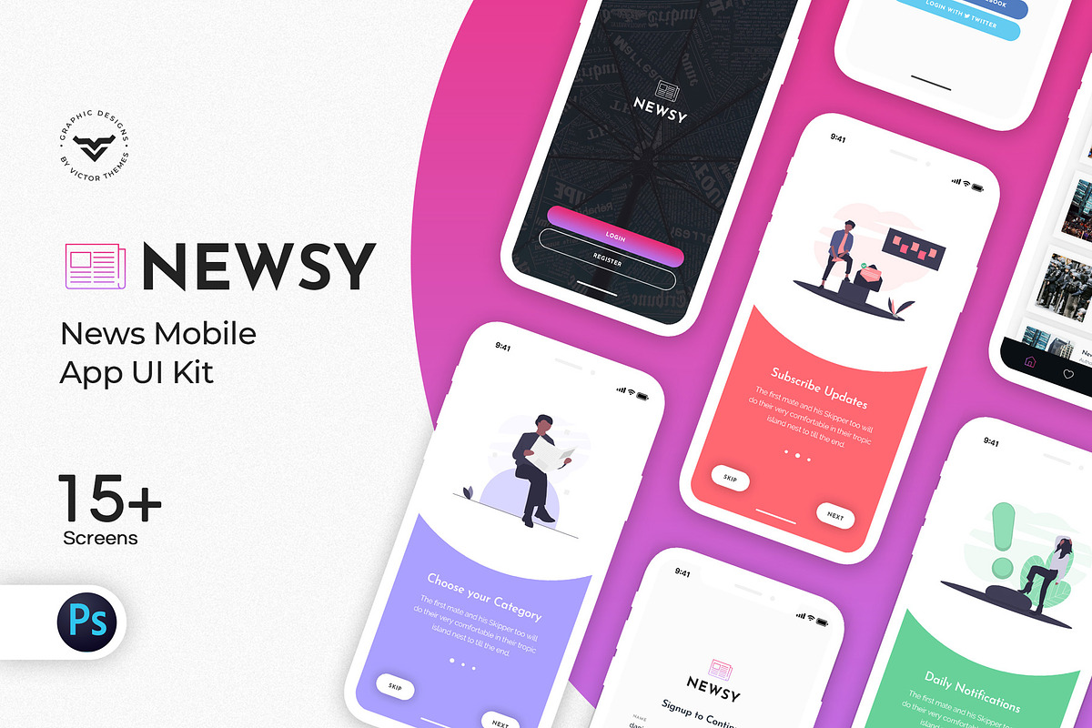 Newsy News Mobile App UI Kit in UI Kits and Libraries - product preview 8