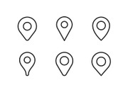 Set line icons of location pin