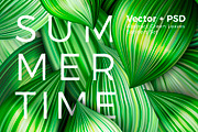 Summer Leaves Abstract Banners Set