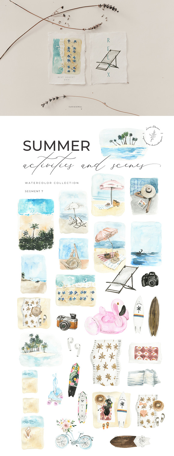 SUMMER AESTHETICS clipart + tropical in Illustrations - product preview 9