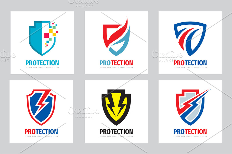Protection Guard Shield Logo Set Creative Logo Templates