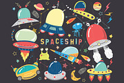 Outer space- Cute Spaceship Elements