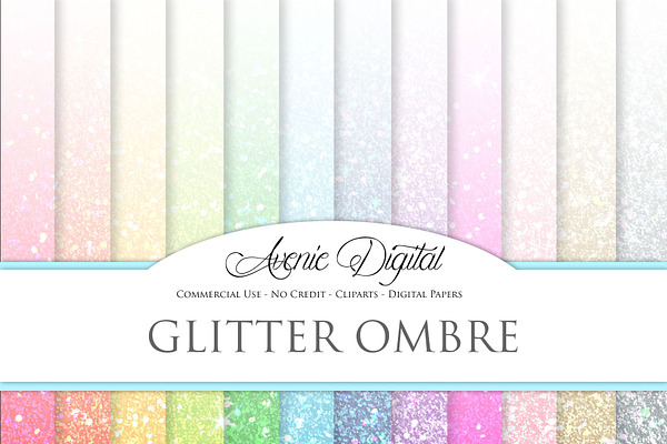 Glitter Ombre Digital Paper Textures