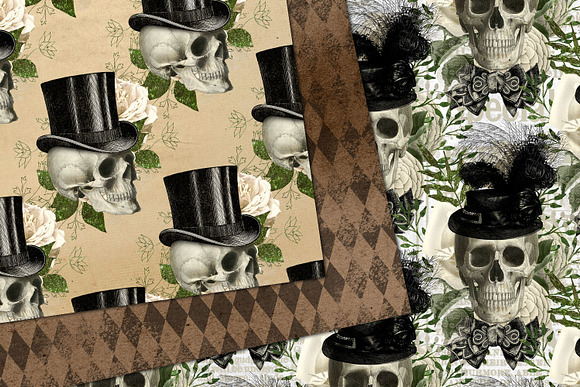 Fancy Skulls Digital Paper in Patterns - product preview 1