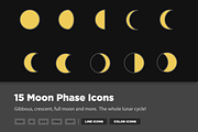 15 Moon Phases Icons