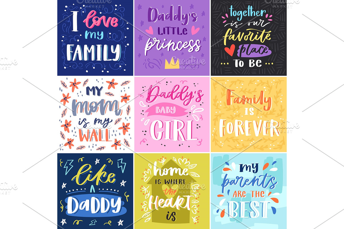 Family lettring vector lovely in Illustrations - product preview 8