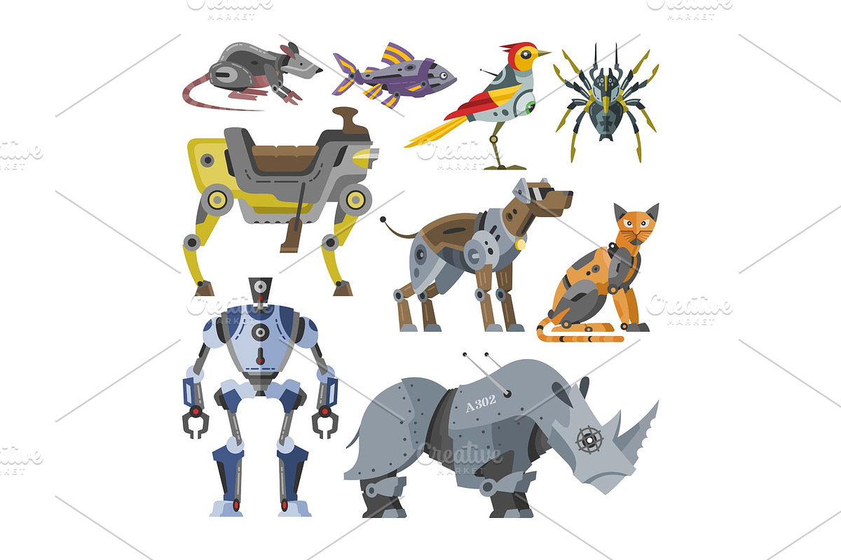 Robots vector cartoon robotic kids in Illustrations - product preview 8