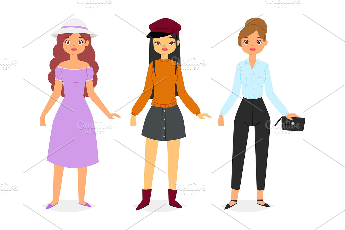 Woman fashion looks Clothes vector in Illustrations - product preview 8