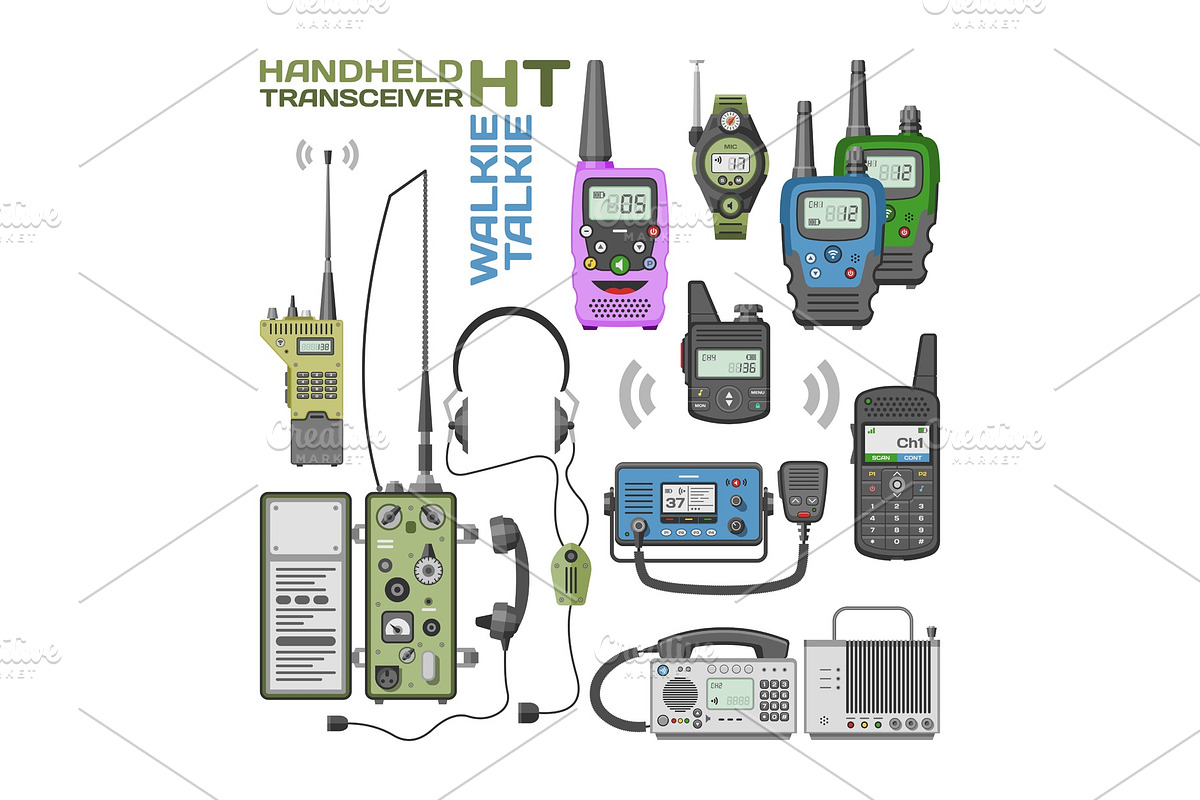 Walki-talkie vector radio portable in Illustrations - product preview 8