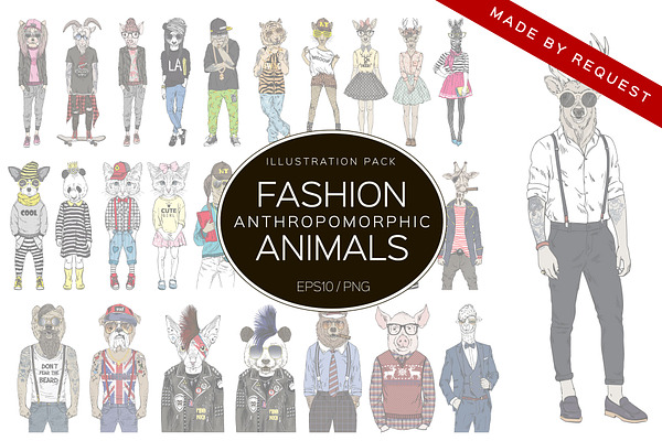 Fashion Hipster Animals pack