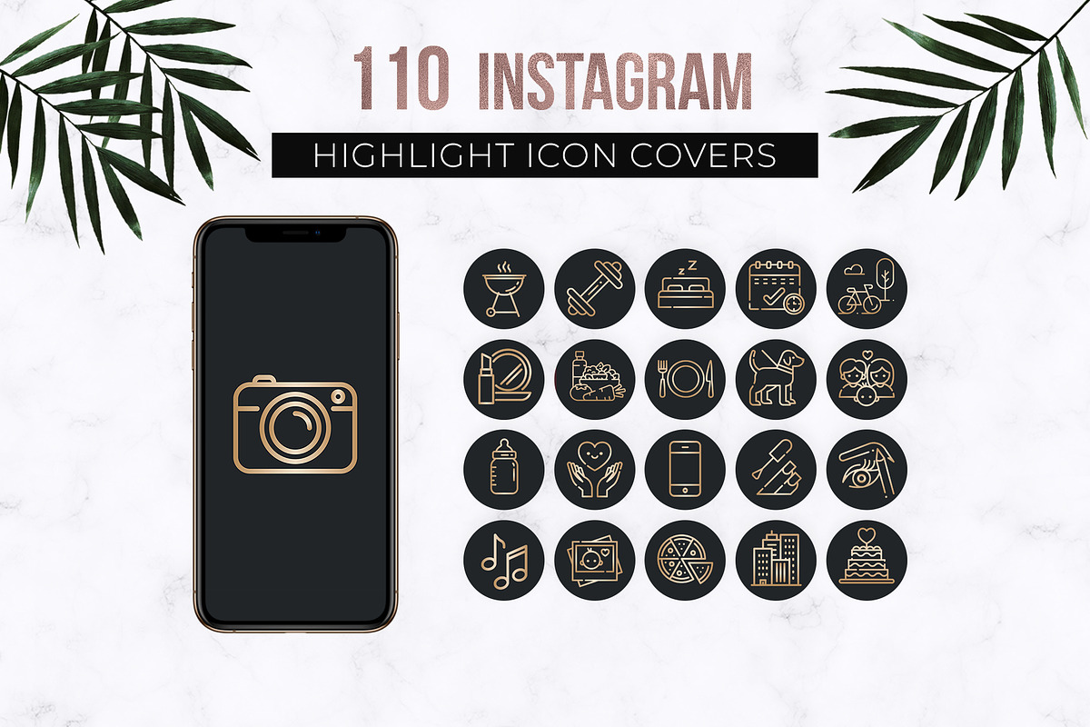 Black Instagram Highlight Icons in Instagram Templates - product preview 8