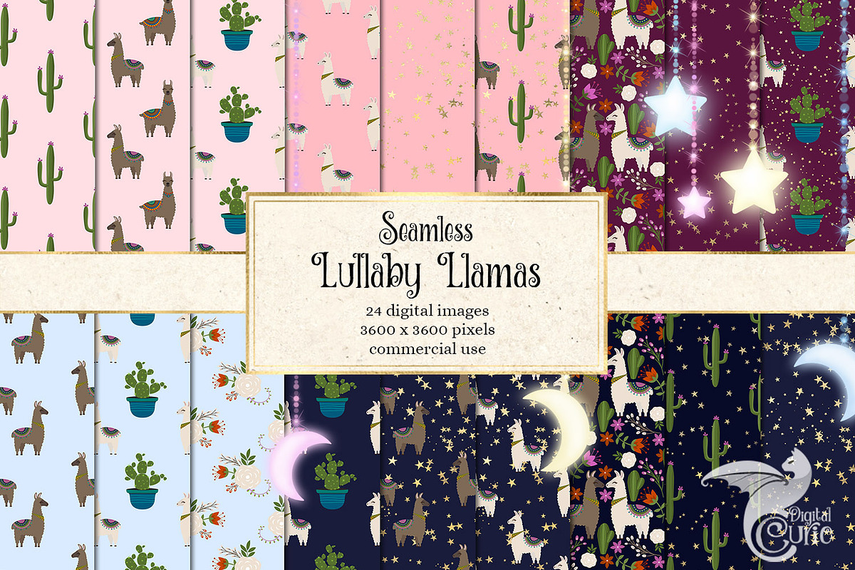 Lullaby Llama Digital Paper in Patterns - product preview 8