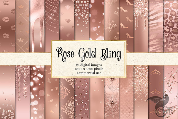 Rose Gold Bling Digital Paper