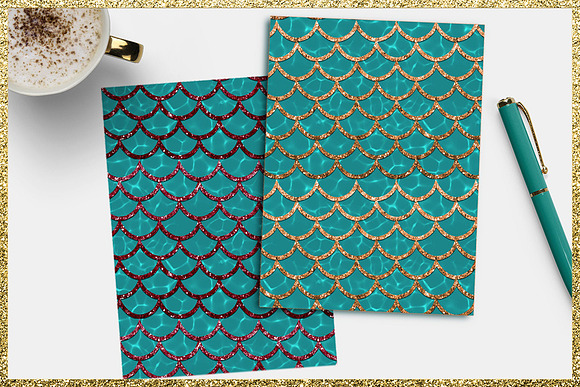 Mermaid digital papers in Textures - product preview 4
