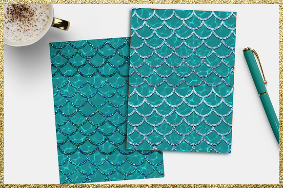Mermaid digital papers in Textures - product preview 5