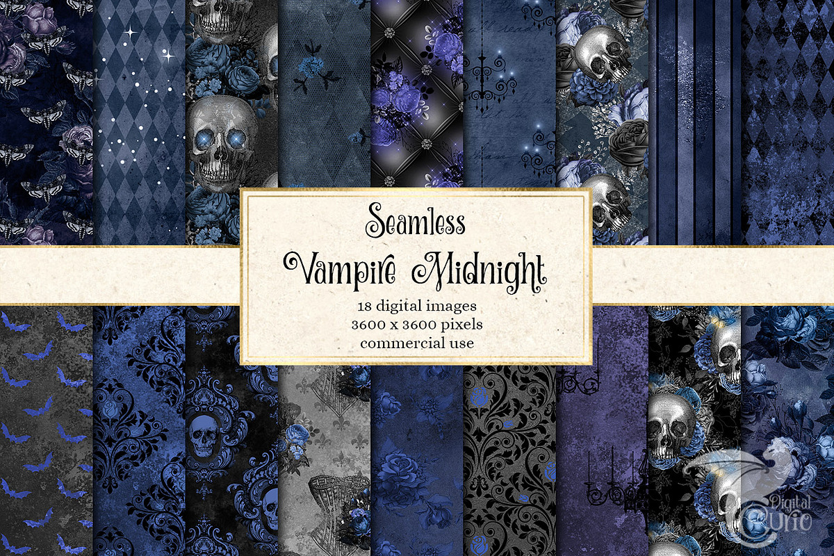 Vampire Midnight Digital Paper in Patterns - product preview 8
