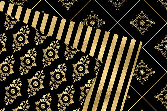 Victorian Black & Gold Digital Paper in Patterns - product preview 1