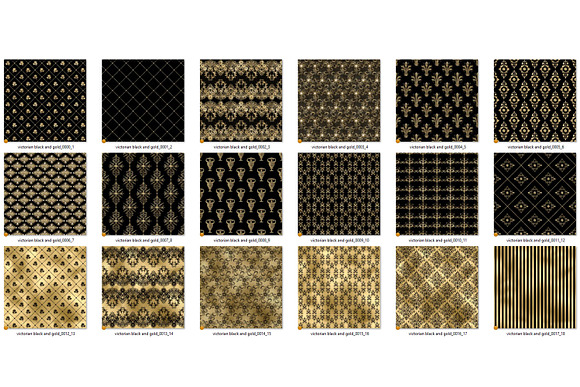 Victorian Black & Gold Digital Paper in Patterns - product preview 2