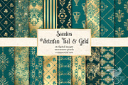 Victorian Teal & Gold Patterns