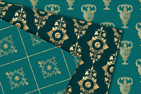 Victorian Teal & Gold Patterns in Patterns - product preview 3