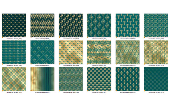 Victorian Teal & Gold Patterns in Patterns - product preview 4