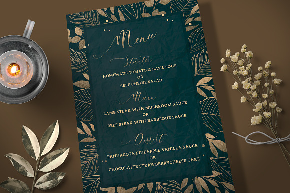 Gold Foliage Wedding Invitation in Card Templates - product preview 5