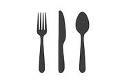 Fork knife spoon black silhouettes