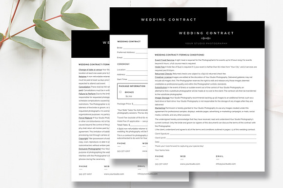 Wedding Photography Contract in Stationery Templates - product preview 1