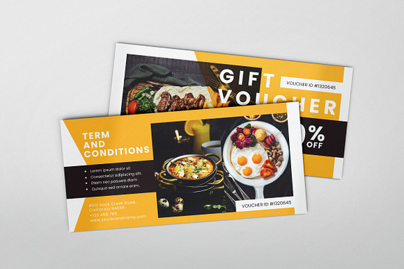 Restaurant AI and PSD Gift Voucher in Business Card Templates - product preview 4