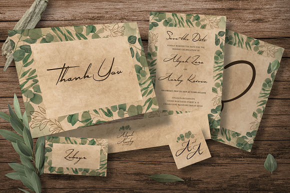 Vintage Foliage Wedding Invitation in Card Templates - product preview 6