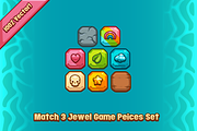Match 3 Jewel Game Pieces Set