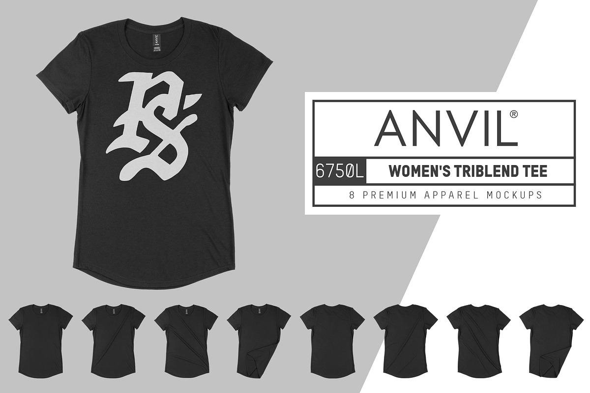 Anvil 6750L Women's Triblend T-Shirt in Product Mockups - product preview 8
