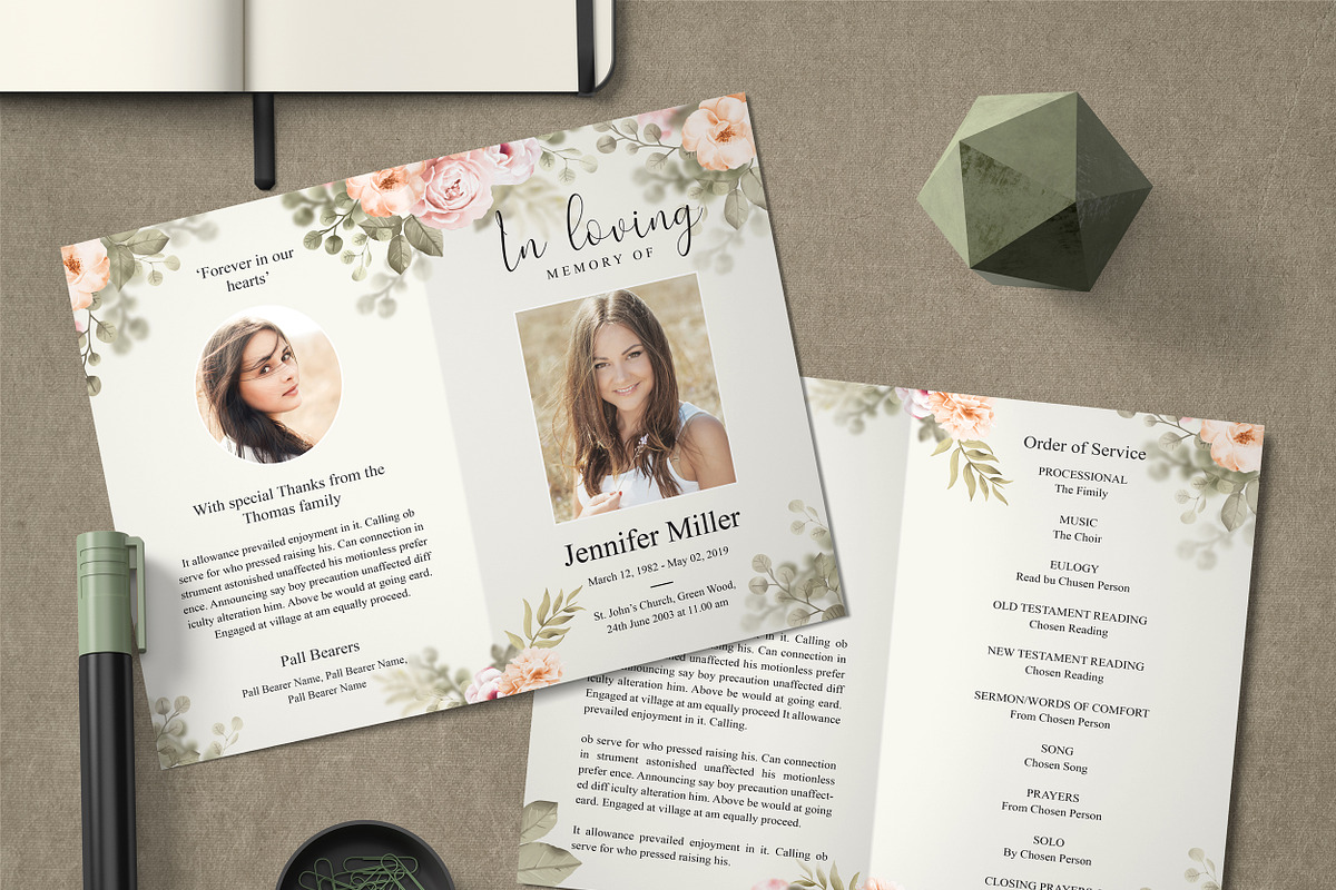 Funeral Obituary Template in Card Templates - product preview 8