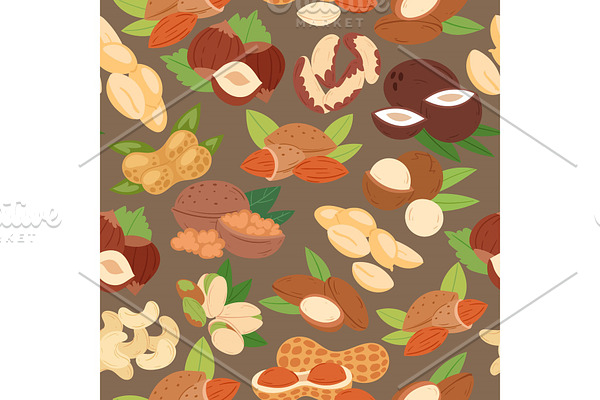 Nuts collection flat cartoon