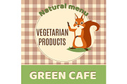 Squirrel green cafe banner vector