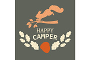 Squirrel happy camper banner vector