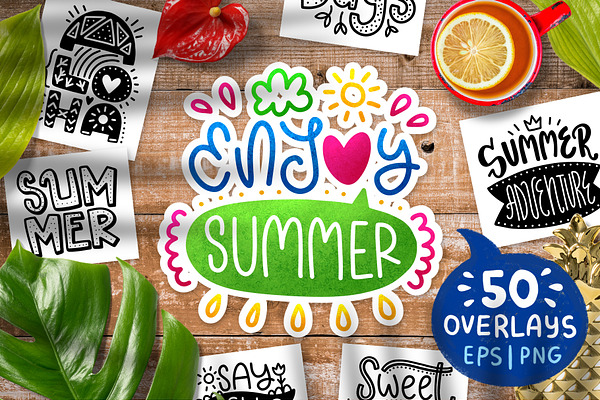 50 Summer Lettering Overlays