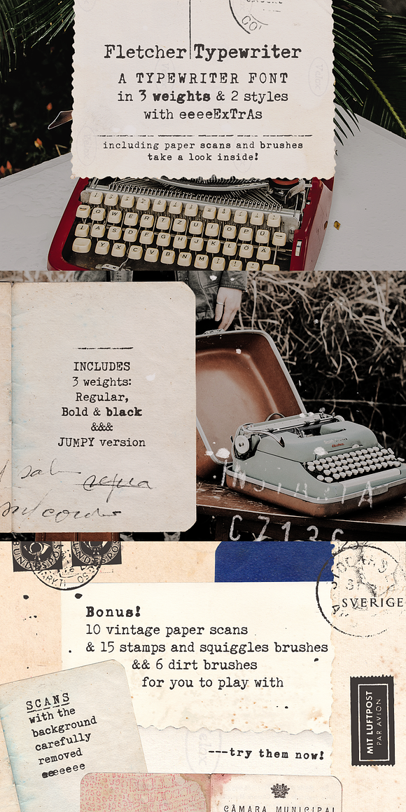 Fletcher Typewriter Font & Extras in Serif Fonts - product preview 8