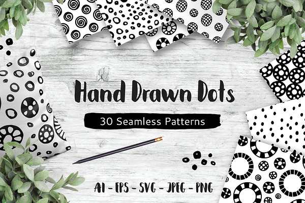 Hand Drawn Dots, 30 Patterns