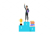 Business Woman on Pedestal of