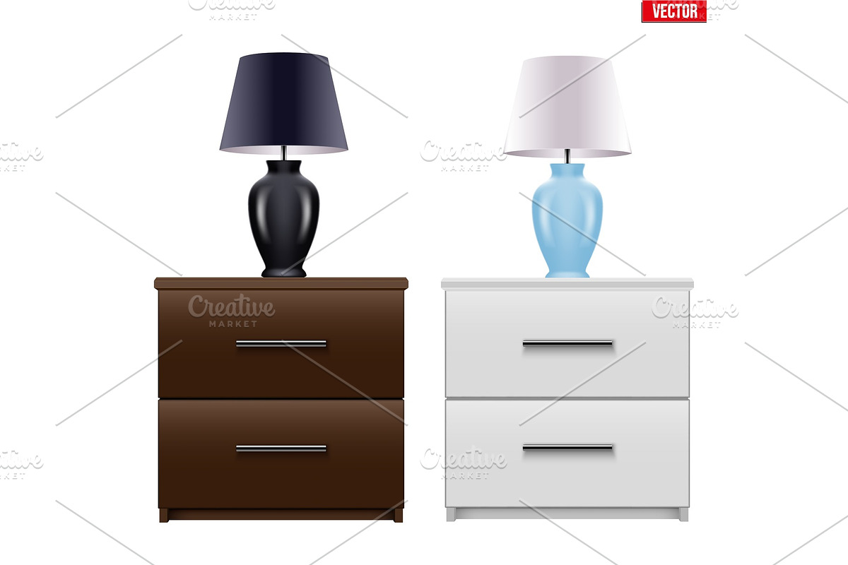 Bedside nightstand with night light in Objects - product preview 8